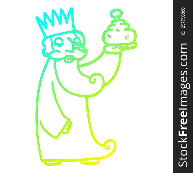 cold gradient line drawing of a one of the three wise men cartoon