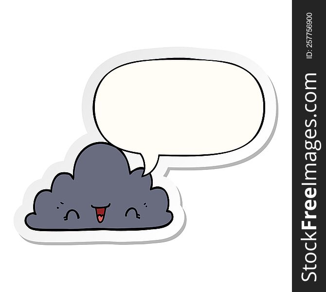 cute cartoon cloud with speech bubble sticker