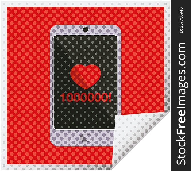 Mobile Phone Showing 1000000 Likes Graphic Square Sticker