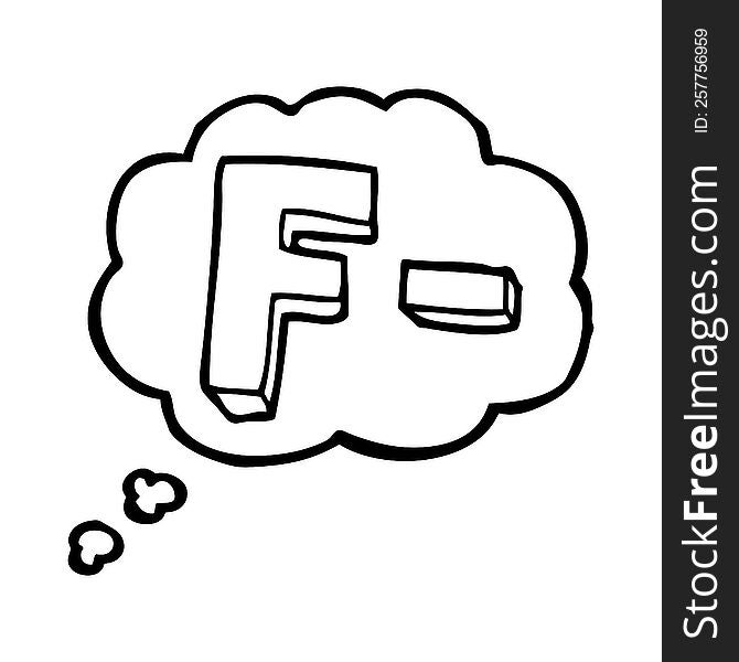 freehand drawn thought bubble cartoon F grade