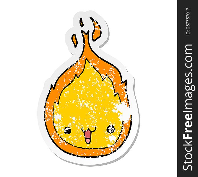 Distressed Sticker Of A Cute Cartoon Flame
