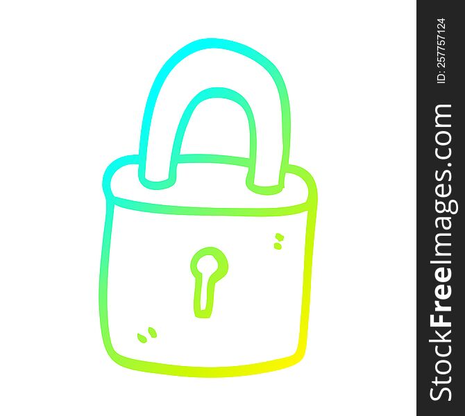 Cold Gradient Line Drawing Cartoon Locked Padlock