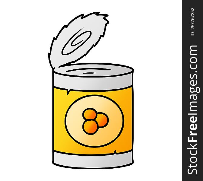 hand drawn gradient cartoon doodle of a can of peaches