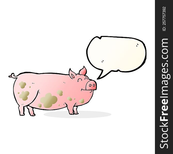Speech Bubble Cartoon Muddy Pig