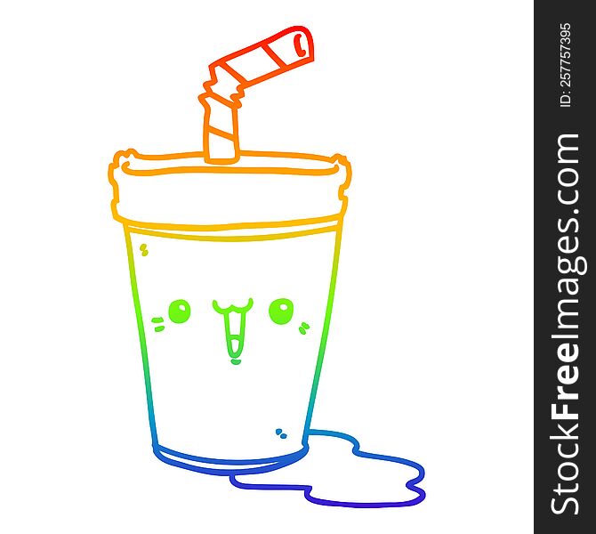 Rainbow Gradient Line Drawing Cute Cartoon Soda