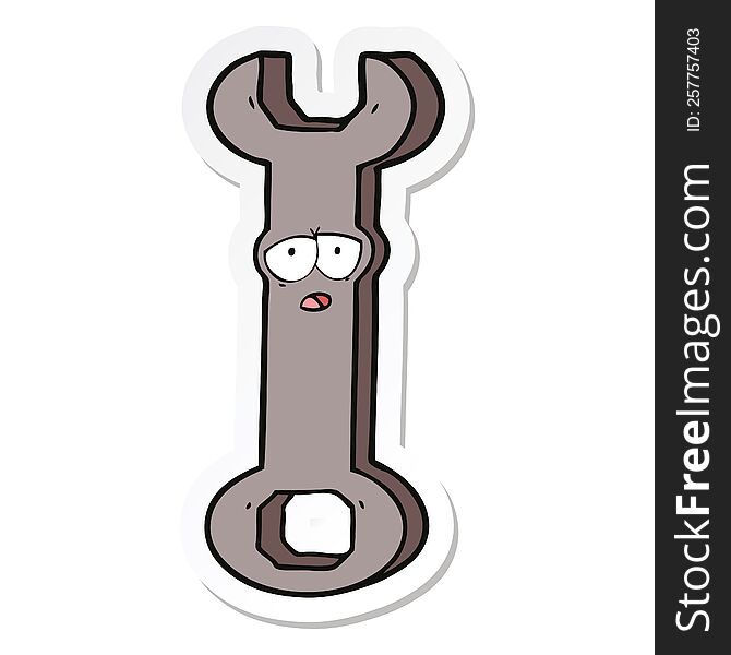 Sticker Of A Cartoon Spanner