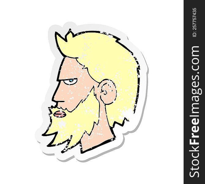 Retro Distressed Sticker Of A Cartoon Man With Beard