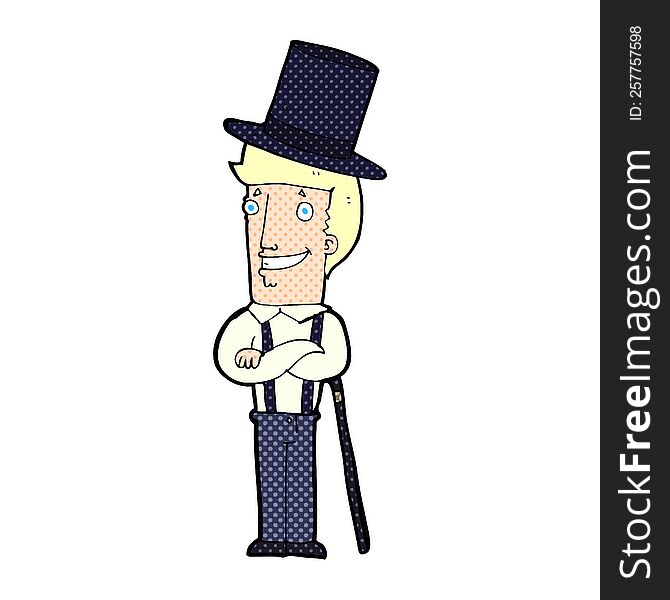 cartoon man wearing top hat