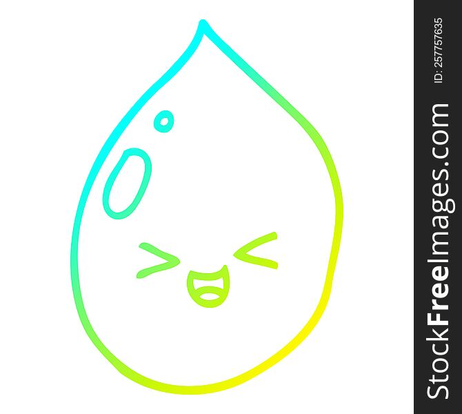 cold gradient line drawing of a cartoon raindrop