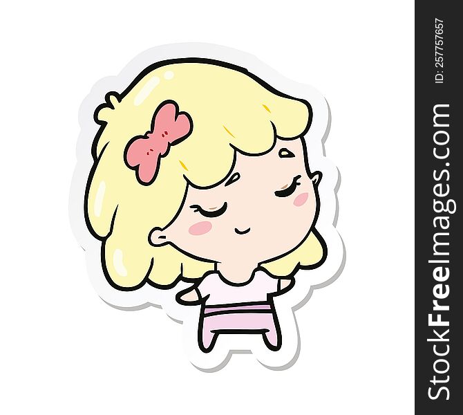 Sticker Of A Cartoon Happy Girl