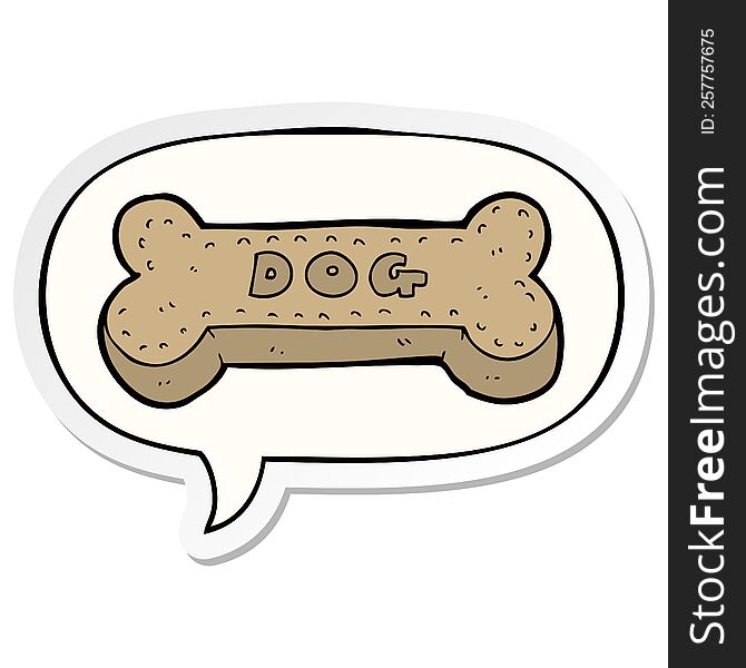 cartoon dog biscuit with speech bubble sticker