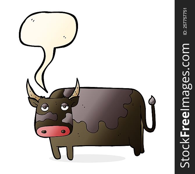 cartoon cow with speech bubble