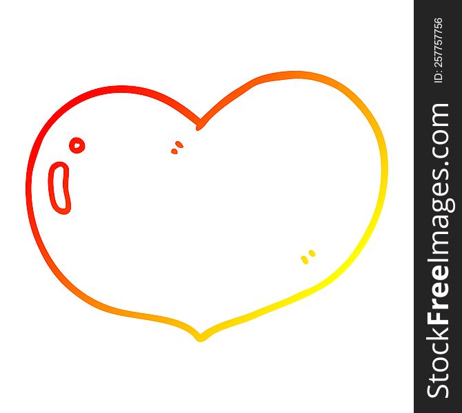 Warm Gradient Line Drawing Cartoon Love Heart