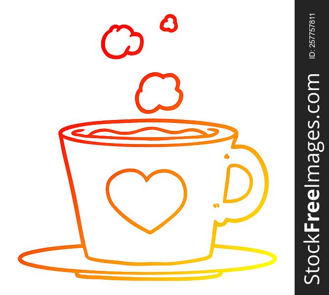 warm gradient line drawing of a a lovely cup of coffee