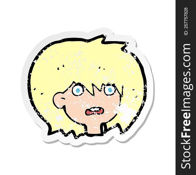 Retro Distressed Sticker Of A Cartoon Shocked Expression