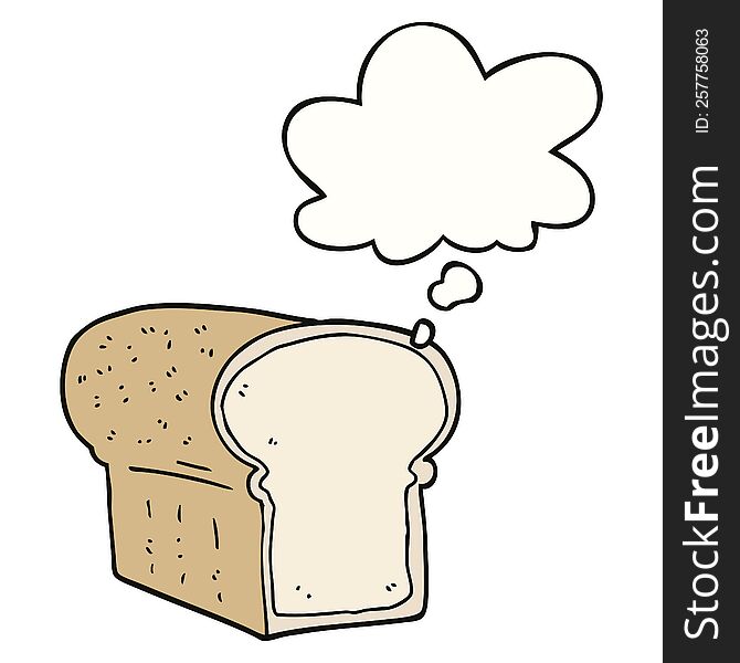cartoon loaf of bread with thought bubble. cartoon loaf of bread with thought bubble