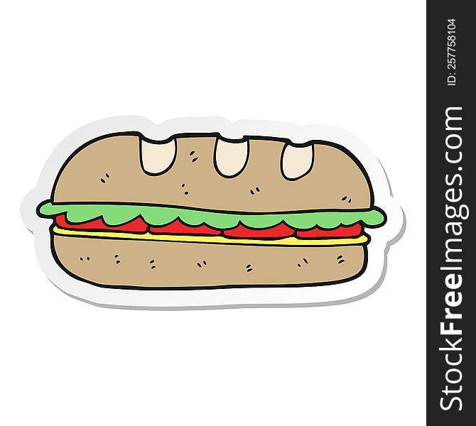 sticker of a cartoon huge sandwich