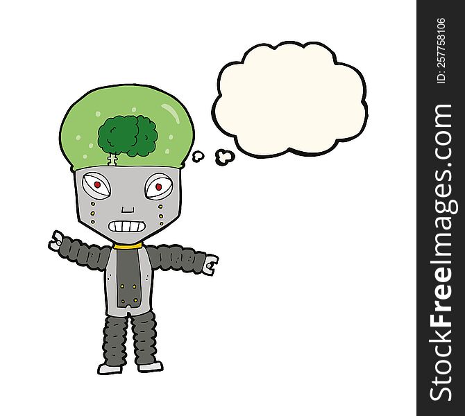 cartoon future robot with thought bubble