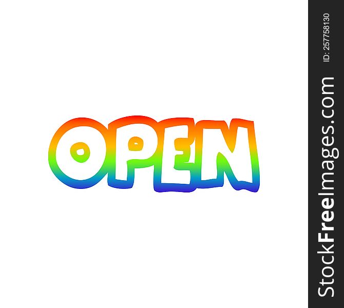 Rainbow Gradient Line Drawing Cartoon Open Sign