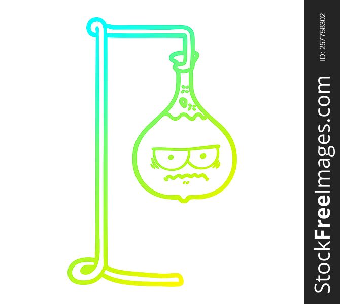 cold gradient line drawing of a angry cartoon science experiment