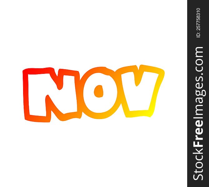 warm gradient line drawing of a cartoon month of november