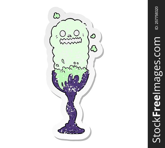 Distressed Sticker Of A Cartoon Spooky Halloween Potion Cup