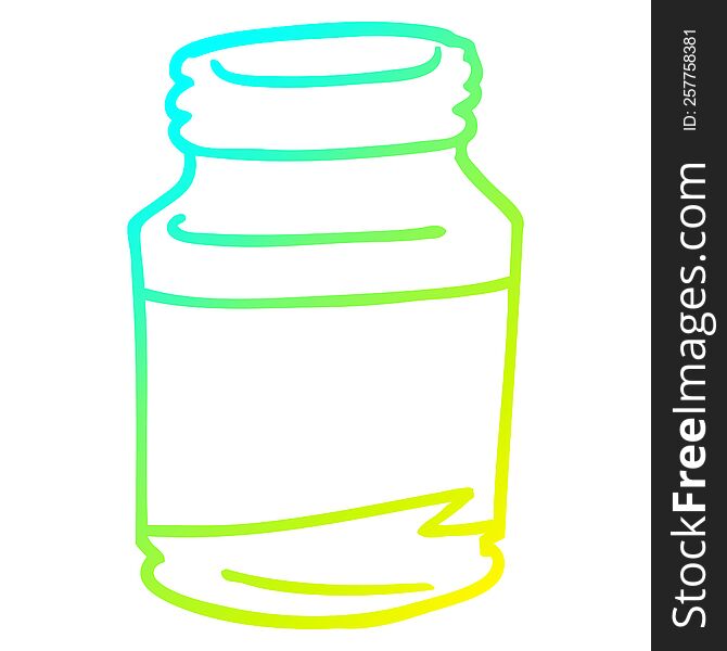 cold gradient line drawing of a cartoon pill jar