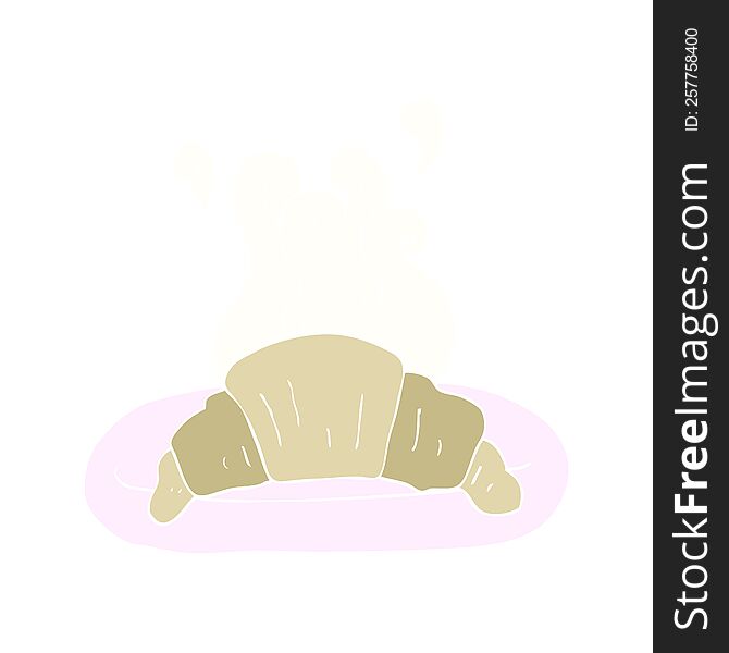 Flat Color Illustration Of A Cartoon Croissant