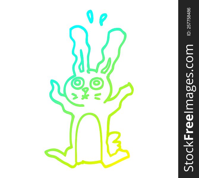 cold gradient line drawing of a cartoon frightened bunny