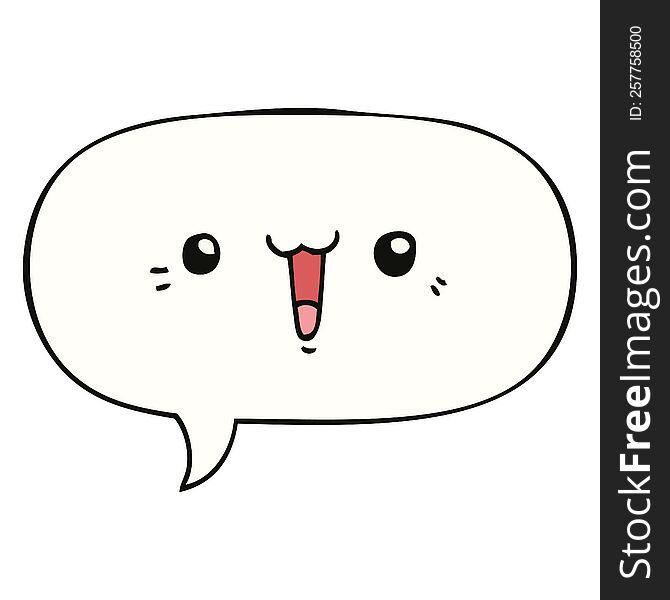 happy cartoon face with speech bubble. happy cartoon face with speech bubble