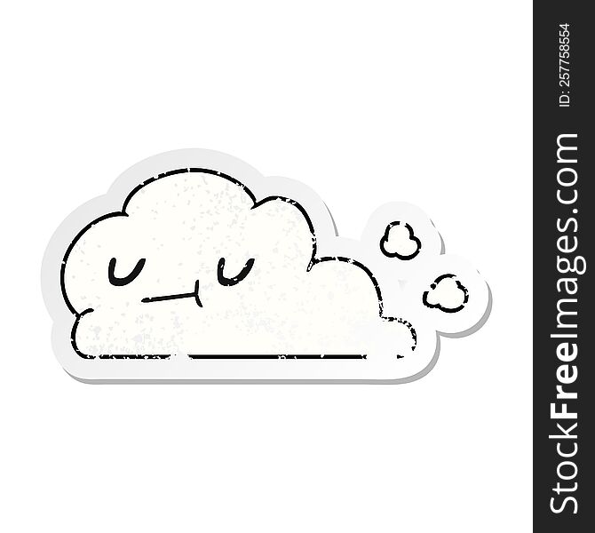 Distressed Sticker Cartoon Of Kawaii Happy Cloud