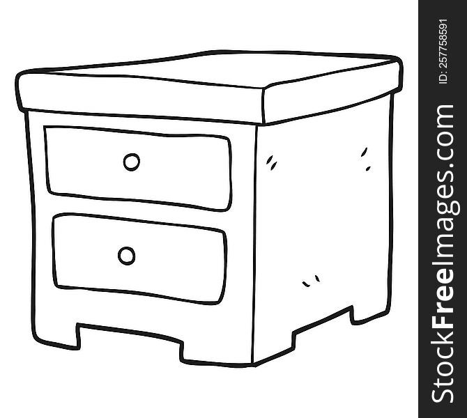 freehand drawn black and white cartoon chest of drawers