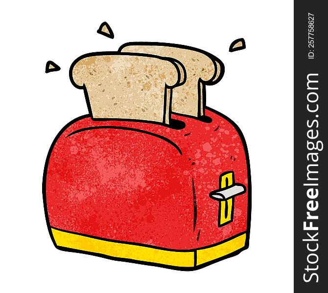cartoon toaster toasting bread. cartoon toaster toasting bread