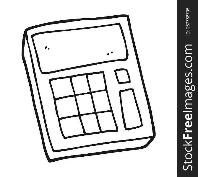 freehand drawn black and white cartoon calculator