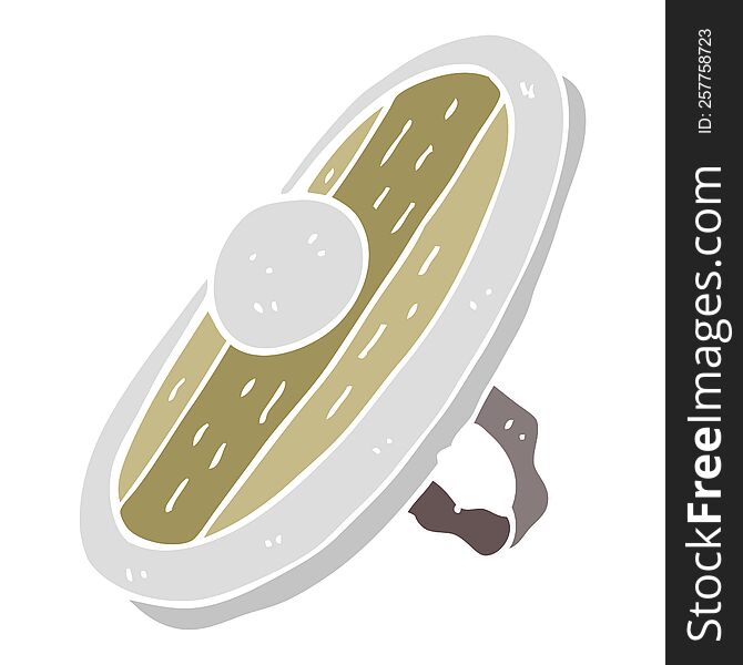 Flat Color Illustration Of A Cartoon Shield
