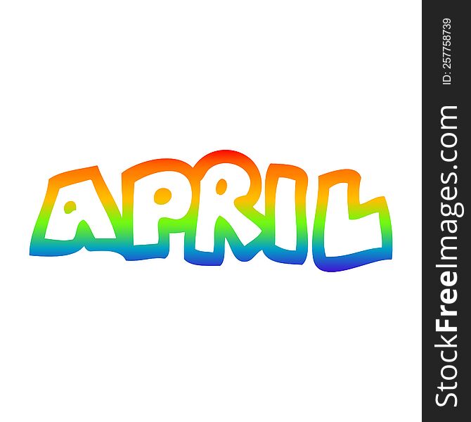 Rainbow Gradient Line Drawing Cartoon Month Of April