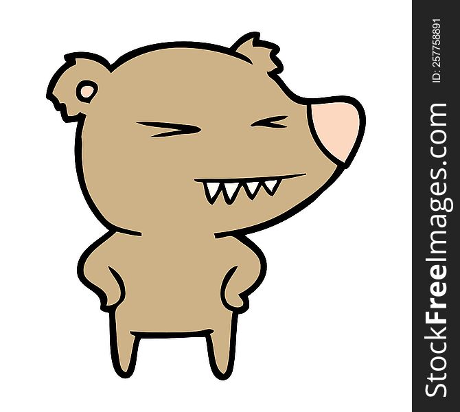angry bear cartoon with hands on hips. angry bear cartoon with hands on hips
