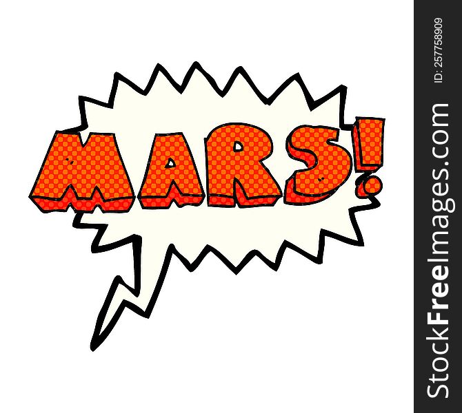 freehand drawn comic book speech bubble cartoon Mars text symbol