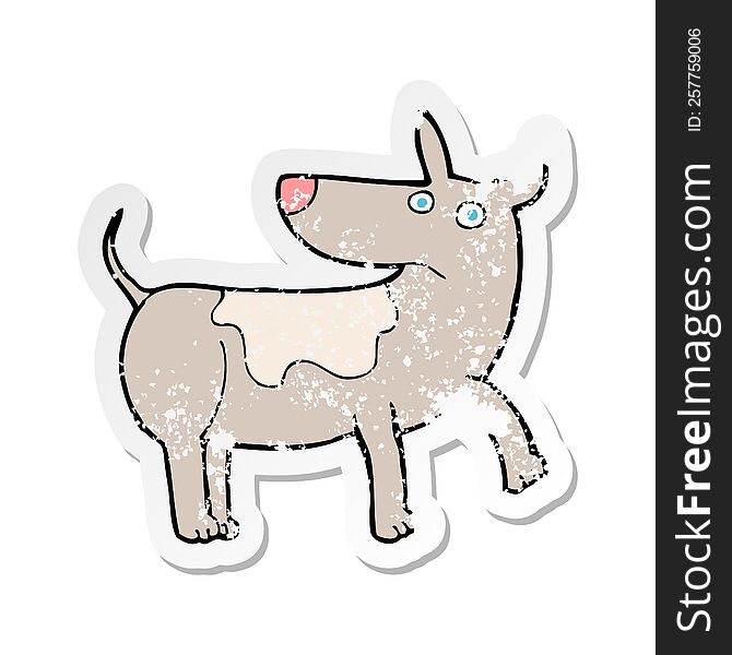 Retro Distressed Sticker Of A Funny Cartoon Dog