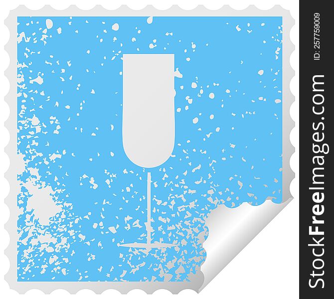 distressed square peeling sticker symbol of a champagne flute