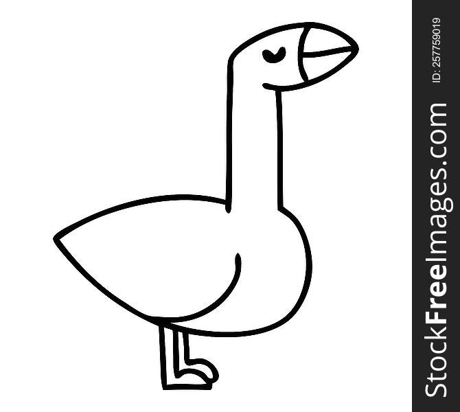 line doodle of a proud goose