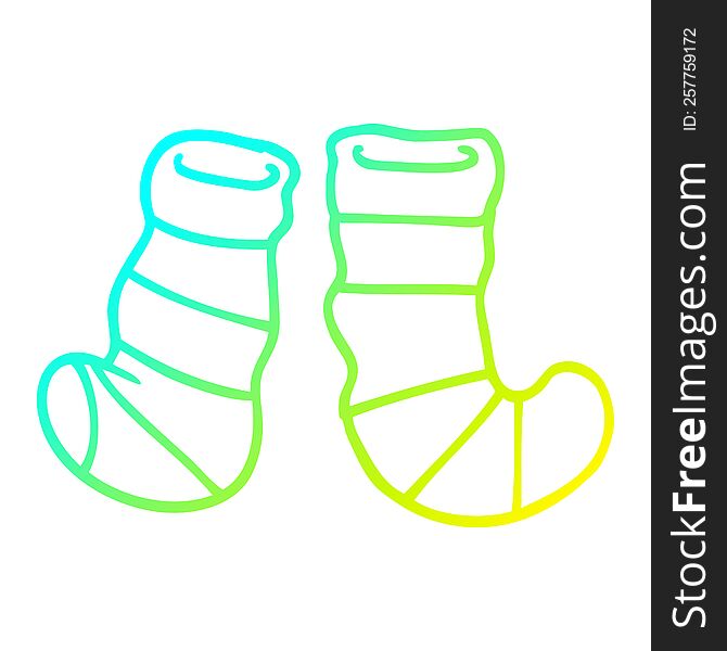 Cold Gradient Line Drawing Cartoon Socks