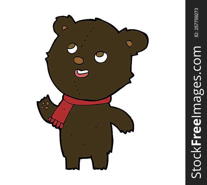 Cartoon Black Bear Wearing Scarf