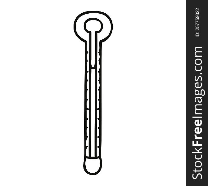 Quirky Line Drawing Cartoon Thermometer