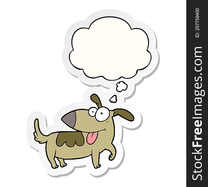 Cartoon Happy Dog And Thought Bubble As A Printed Sticker