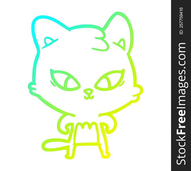 Cold Gradient Line Drawing Cute Cartoon Cat