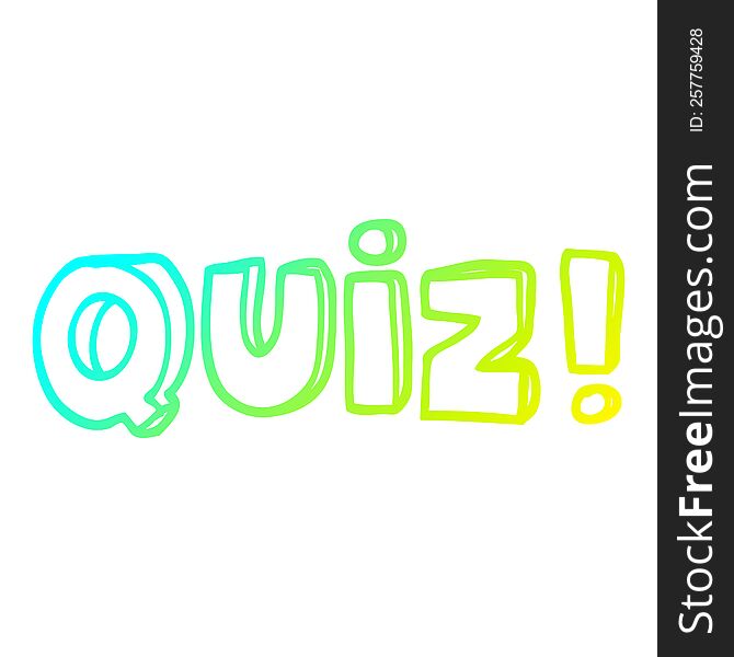 cold gradient line drawing of a cartoon word quiz