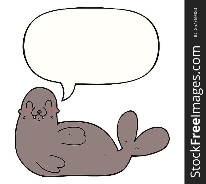 cartoon seal with speech bubble. cartoon seal with speech bubble