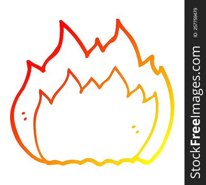 warm gradient line drawing of a cartoon fire