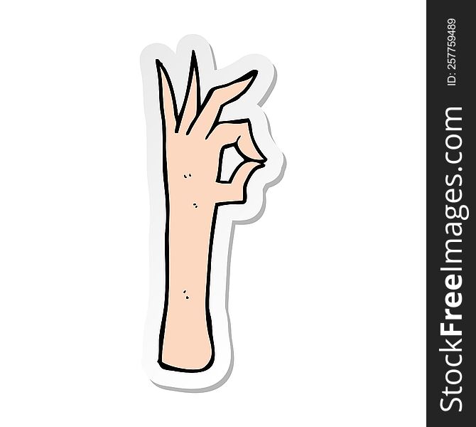 Sticker Of A Cartoon Okay Hand Gesture